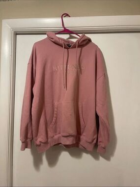 Kittenish Dusty Pink Embroidered Pullover Hoodie large